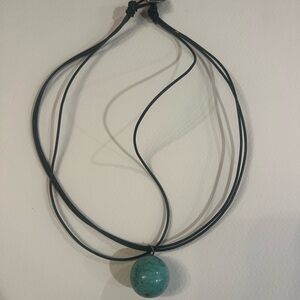 Elegant Black Necklace with Turquoise Pendant